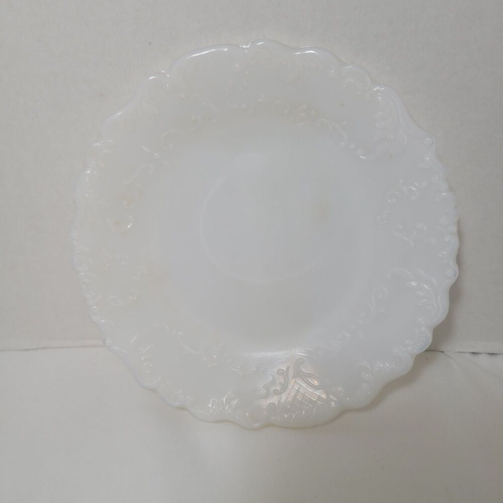 1912 Dithridge “Grille & Scroll” Butler Brothers Milk Glass Plate *see pictures